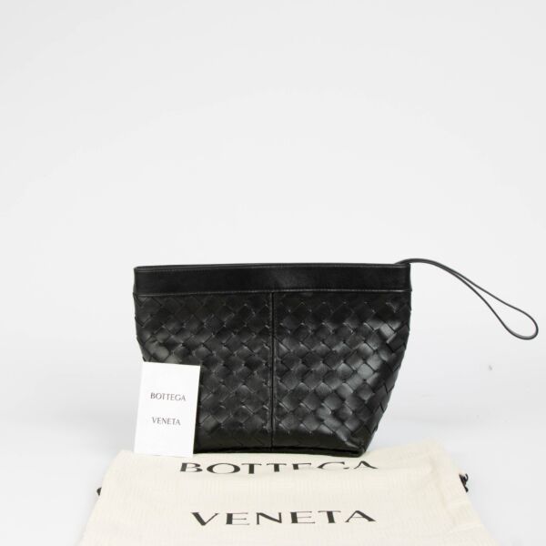 Bottega Veneta Black Medium Flip Flap Prism Clutch