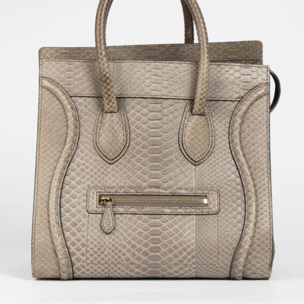 Authentic pre-loved Celine Grey Python Mini Luggage Bag on Labellov.com