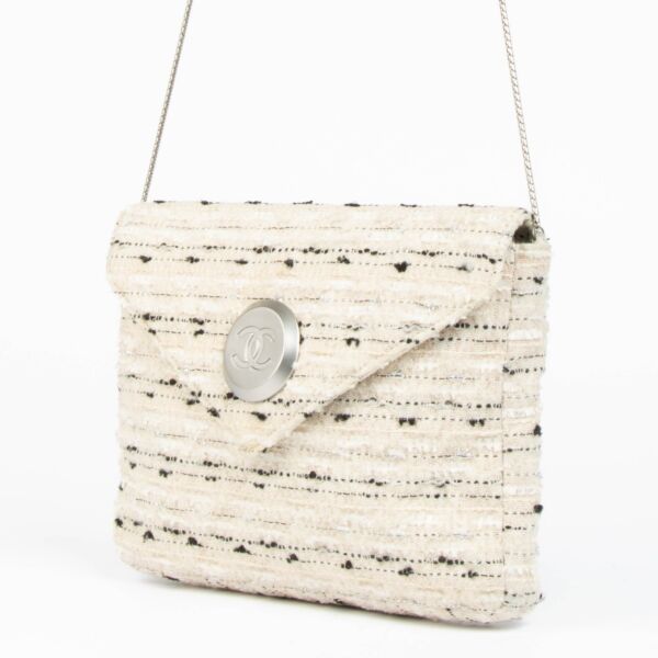 Chanel White Tweed Envelope Crossbody Bag