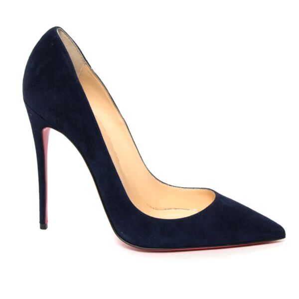 christian louboutin blue suede kate pumps now for sale at labellov vintage fashion webshop belgium
