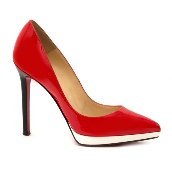 buy Christian Louboutin Red Patent Pigalle Plato Pumps - Size 35,5 at labellov