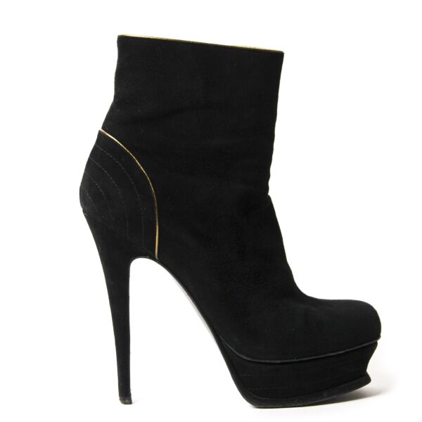 Saint Laurent Black Suede Boots - Size 37,5