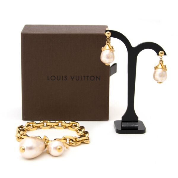 Louis Vuitton Pearl Bracele Bracelet + Earrings Set for sale online