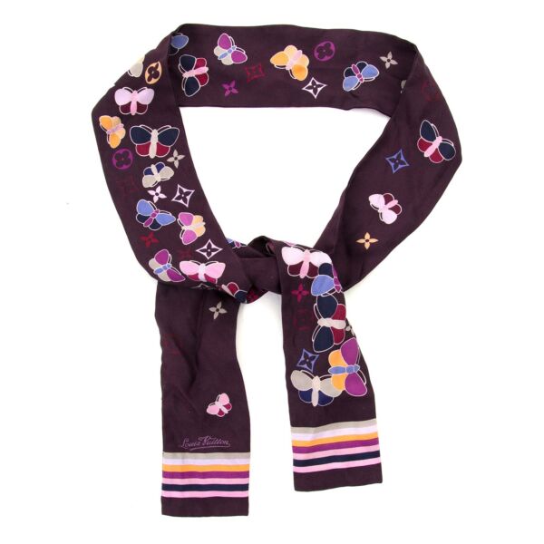 louis vuitton silk purple twilly now for sale at labellov vintage fashion webshop belgium
