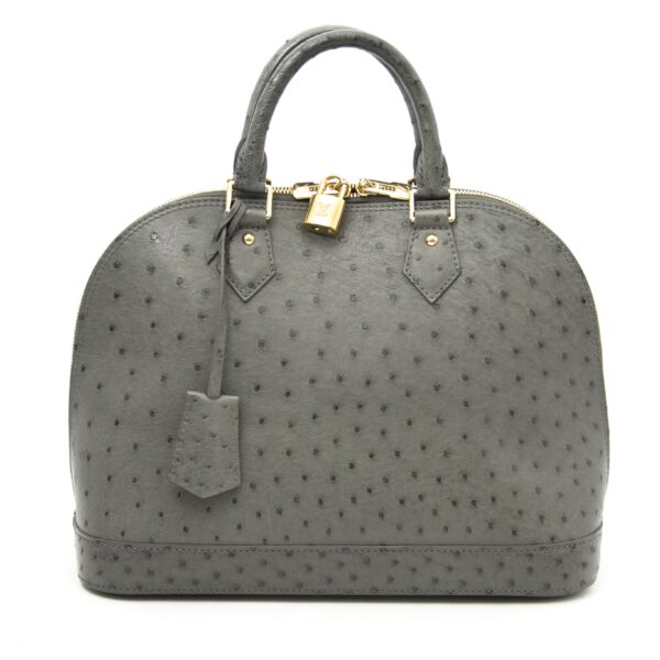 shop safe online aan de beste prijs Louis Vuitton Alma PM Grey Ostrich