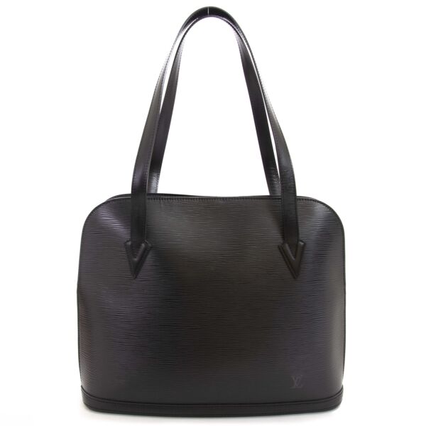 Louis Vuitton Black Epi Leather Lussac Shoulder Bag now for sale at labellov vintage fashion webshop belgium