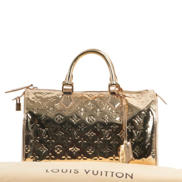 Louis Vuitton Gold Miroir Speedy 35 Top Handle