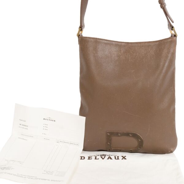 Delvaux Baudrier GM TT Taupe Leather Shoulder Bag