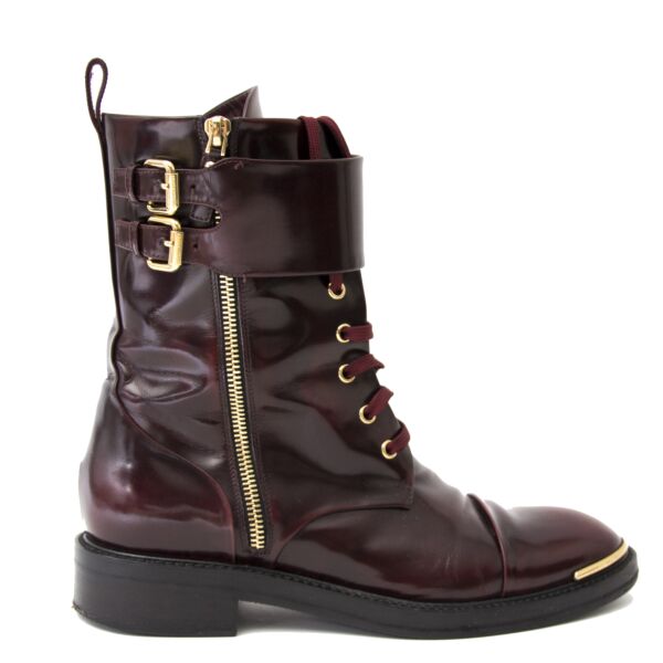 zoek jij naar tweedehands net als nieuw Louis Vuitton Bordeaux Calf Leather Diplomacy Ranger Boots - Size 38,5