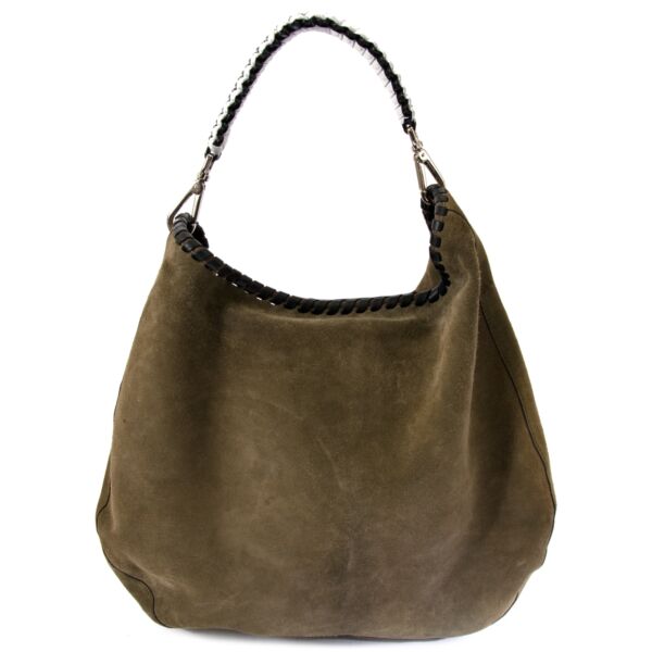 marni khaki suede shopping tote now for sale at labellov vintage fashion webshop belgium