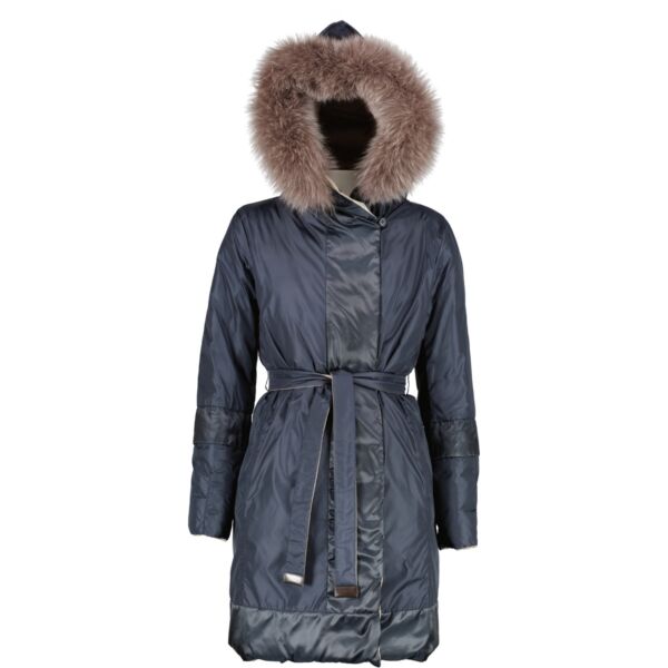 Max Mara Silver/Blue Reversible Padded Coat - Size 34
