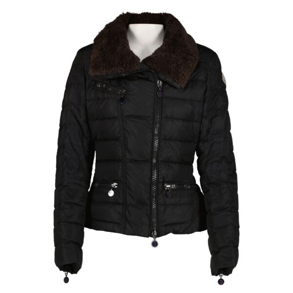 Moncler Frene Black Sheep Fur Collar Down Jacket