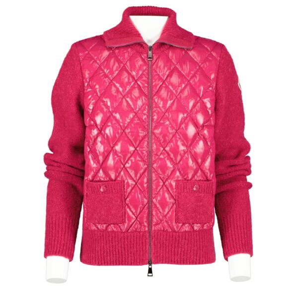 Buy an authentic second hand Moncler Pink Cardigan Tricot Jacket - Size S in very good condition at Labellov 