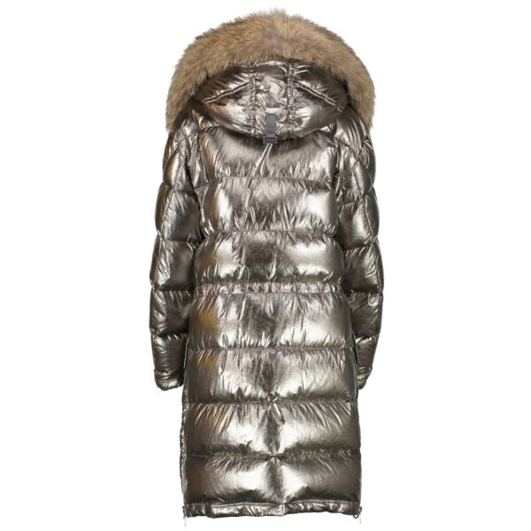 Moncler Fall/Winter 2017 Silver Fur-Trimmed Inuit Long Down Jacket - Size 1