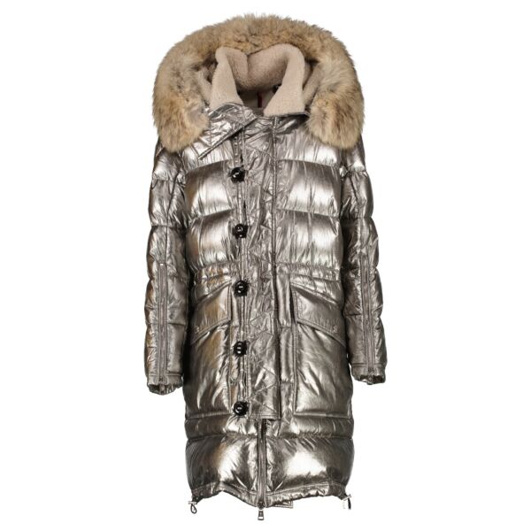 Moncler Fall/Winter 2017 Silver Fur-Trimmed Inuit Long Down Jacket