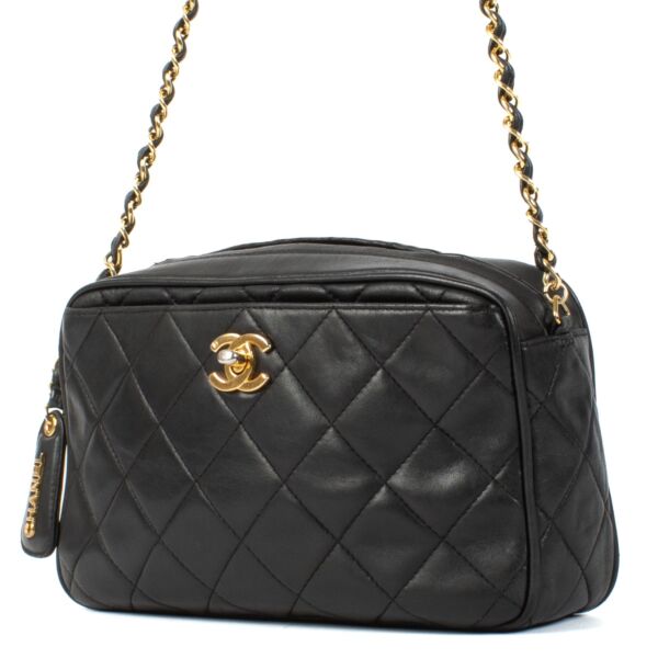 Chanel Black Lambskin Vintage Camera Crossbody Bag