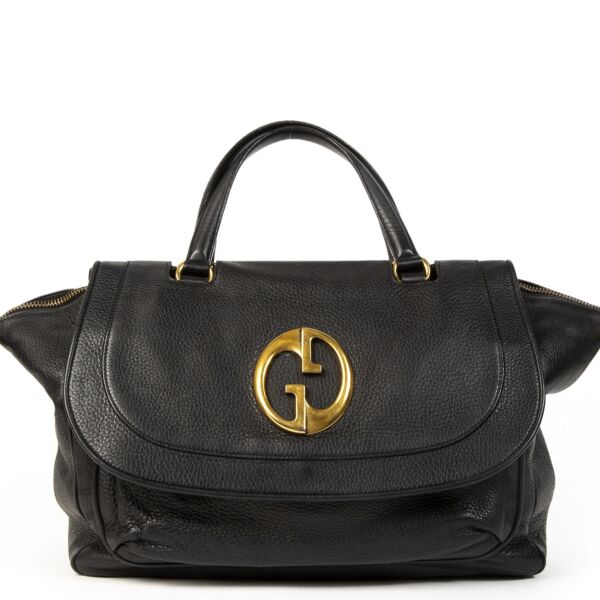 Gucci GG Black Leather Top Handle Bag