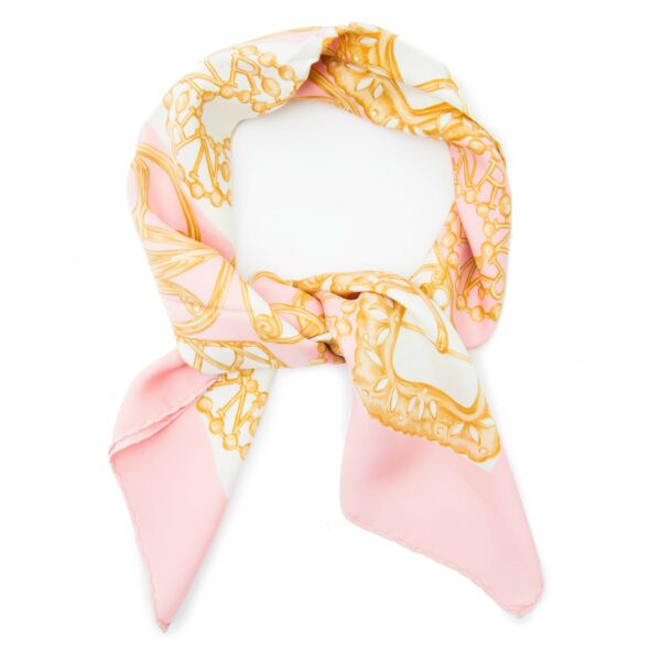 Are you looking for an authentic Nina Ricci Pink Gold Chains Silk Scarf ? 
