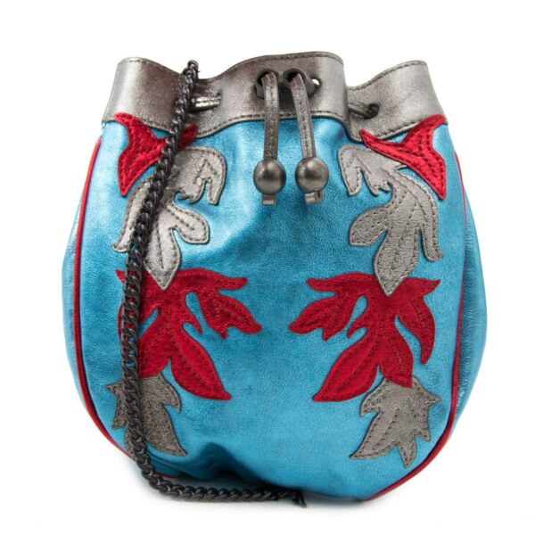 philosophy di lorenzo serafini silver, blue and red metallic bucket bag