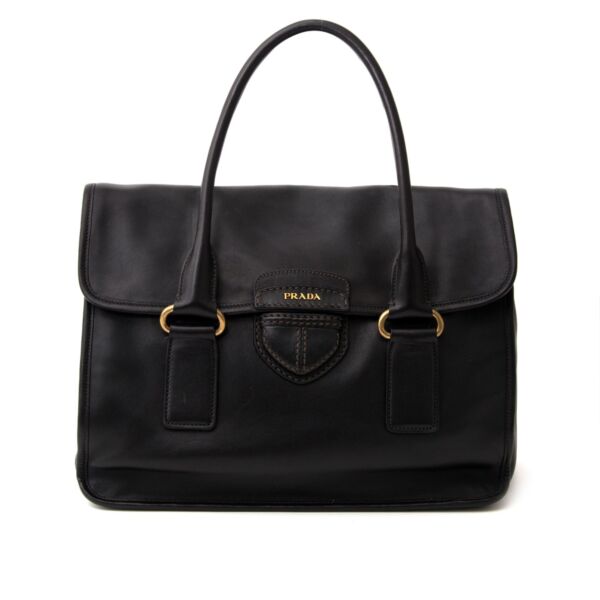 acheter en ligne seconde main sac a main Prada Black Leather Bag