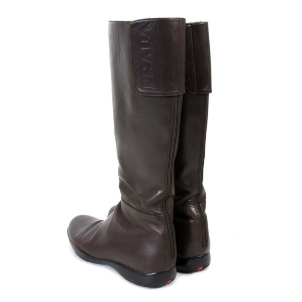 Prada Dark Brown Leather Boots - Size 39.5