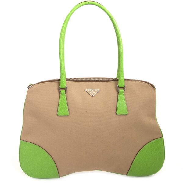 Prada Beige Semitracolla Handbag now for sale at labellov vintage fashion webshop belgium