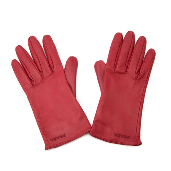 Prada Red Leather Gloves - size 7.5