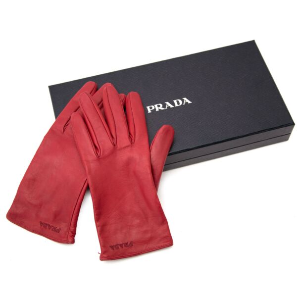 Prada Red Leather Gloves - size 7.5