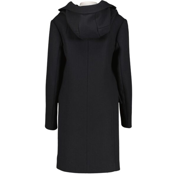 Prada Black Wool Coat With Hood - Size IT40