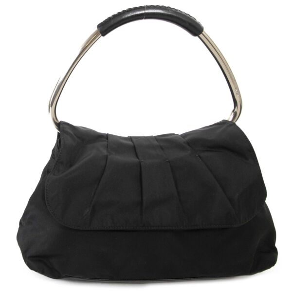 Prada Black Fabric Top Handle Bag now for sale at labellov vintage fashion webshop belgium