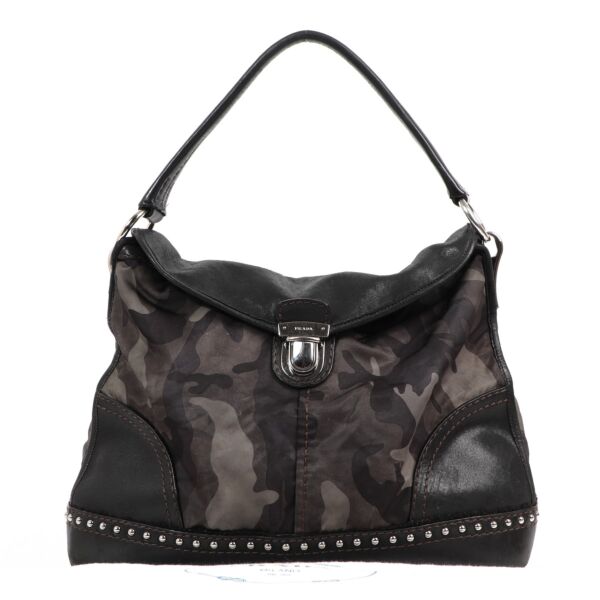 Buy an authentic second-hand Prada Camouflage Lambskin Tessuto Shoulder Bag in good condition at Labellov in Antwerp.