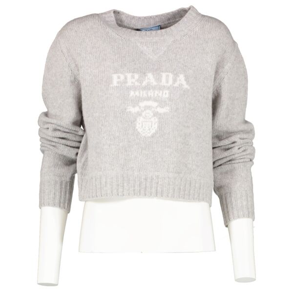 Prada Marble Grey Wool And Cashmere Crew-Neck Sweater