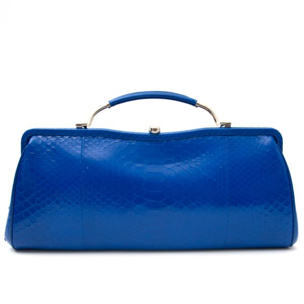 worldwide shipping secondhand luxury Ralph Lauren Electric Blue Python Clutch 