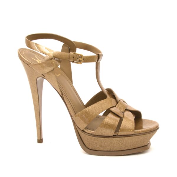 yves saint laurent patent leather tribute sandals now for sale at labellov vintage fashion webshop belgium