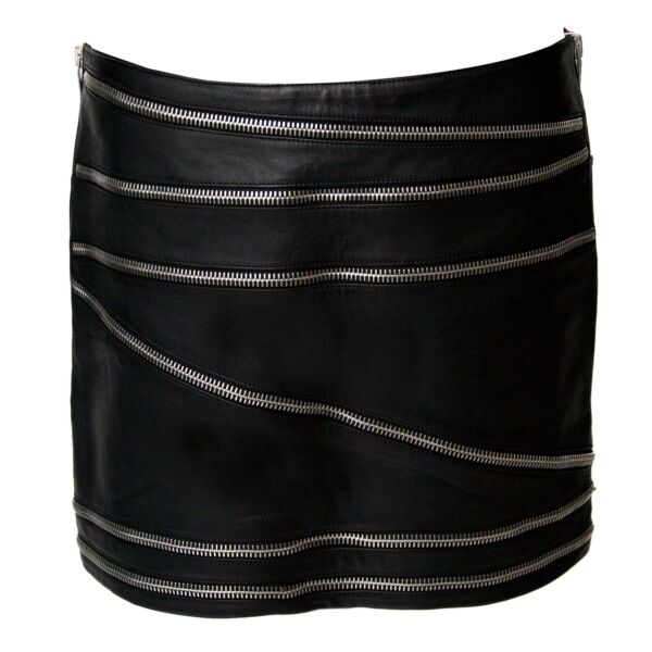 shop safe online secondhand Saint Laurent Leather Zipper Mini Skirt 