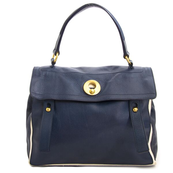 Yves Saint Laurent Muse Two Blue Shoulder Bag now for sale at labellov vintage fashion webshop belgium