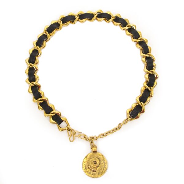 yves saint laurent leather and chain tania belt now for sale at labellov vintage fashion webshop belgium