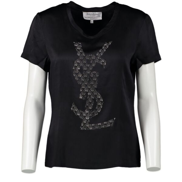YSL Crystal Black Logo Tshirt 