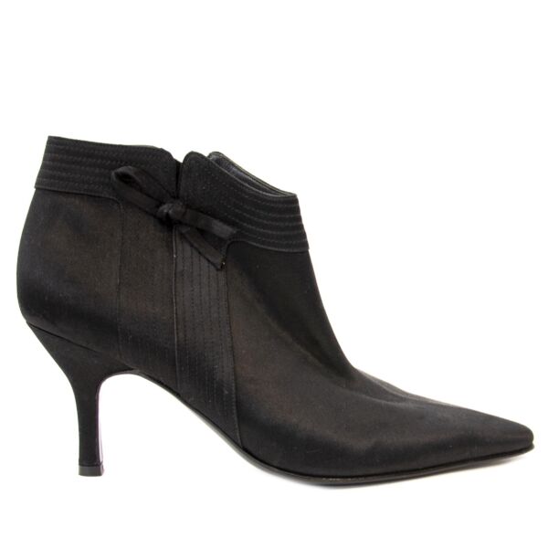 Salvatore Ferragamo Black Satin Ankle Boots Size 36,5 at Labellov. Antwerp