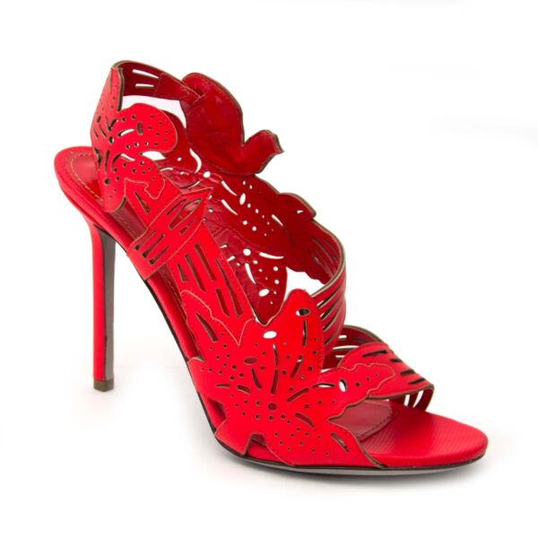 Sergio Rossi Coral Red Cut-Out Sandals for sale online