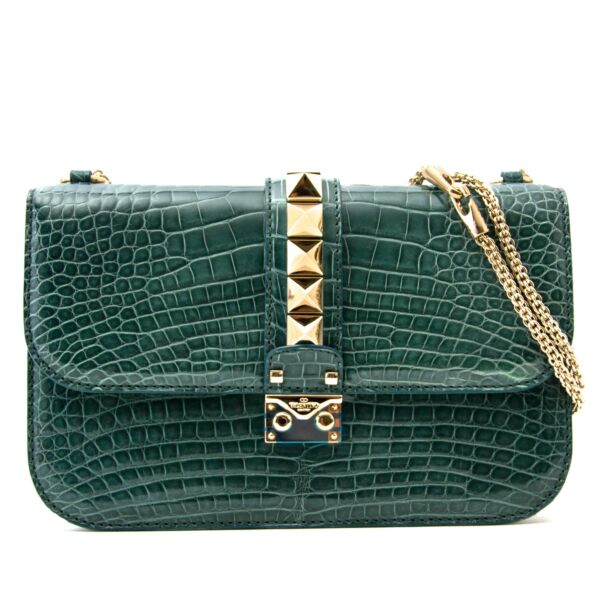 shop safe online brand new Never Used Valentino Rocklock Medium Crocodile Crossbody Bag