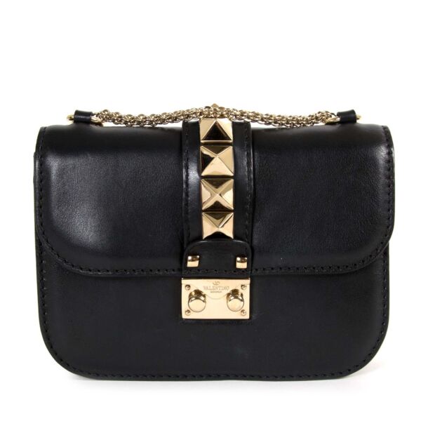 Valentino Small Lock Black Chain Bag for sale at Labellov secondhand luxury