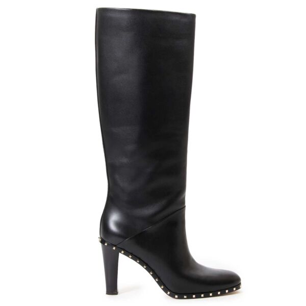 valentino black rockstud boots now for sale at labellov vintage fashion webshop belgium