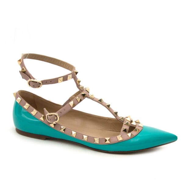Valentino Green Patent Leather Rockstud Ballerinas for sale online in size 38