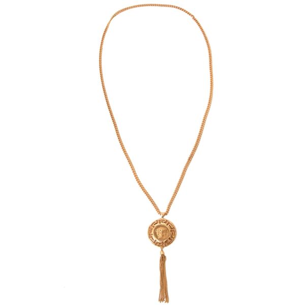 Buy authentic versace rose gold medusa tassle necklace now online at labellov vintage fashion webshop