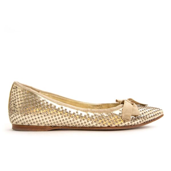 Miu Miu Platinum Studded Ballet Flats - Size 36,5. 