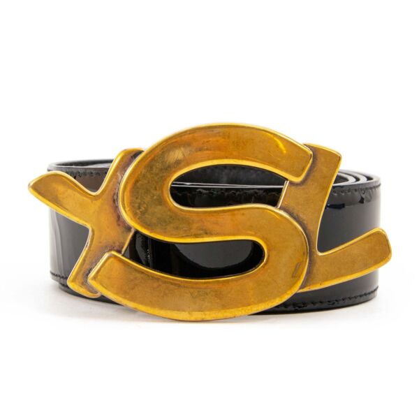 Yves Saint Laurent Black Leather Belt - Size 95 te koop bij labellov antwerpen