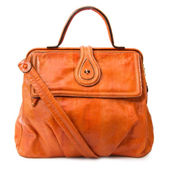 koop veilig online aan de beste prijs jou tweedehands Zagliani Orange Python Large Hobo Bag