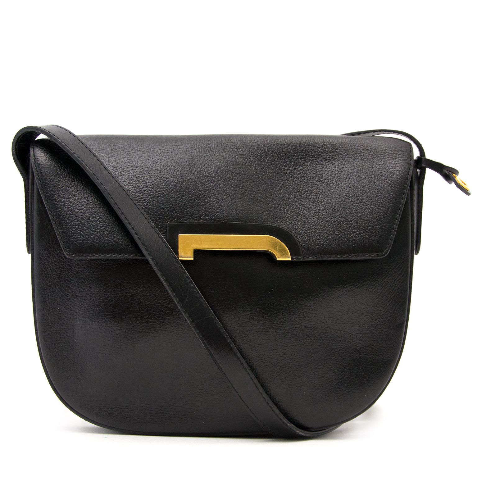 【お買い得】DELVAUX レザーポーチ　ブラック　ゴールド DELVAUX レザーポーチ ブラック ゴールド