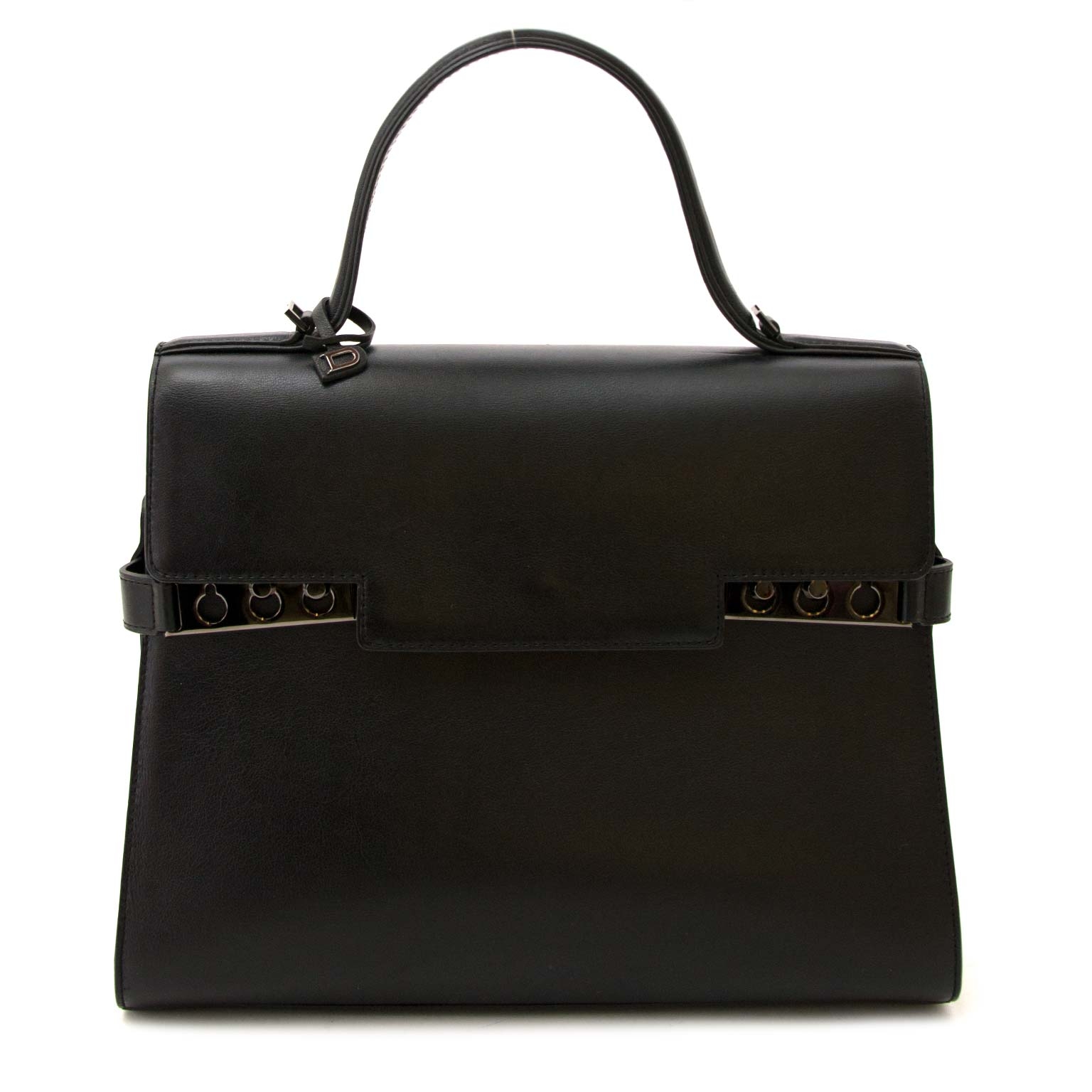 DELVAUX Calfskin MM Tempete Satchel Black 1205429